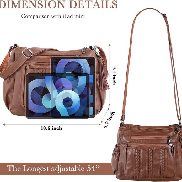 Purses for Women Pocketbooks Soft PU Leather Ladies Crossbody Purse Multi Pocket - Picture 3 of 8